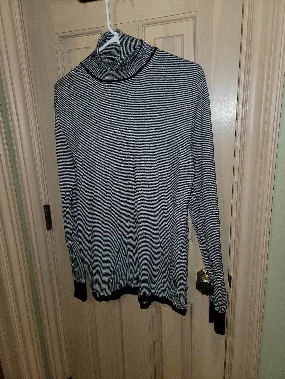 Mens Sz M Scotch & Soda Turtleneck Sweater Shirt Black And White